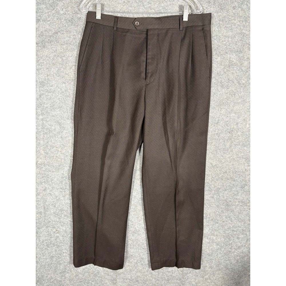 BERTUCCI‎ Men's Flat Front Dress Pants Brown Pleated Waist 34 Inseam 30